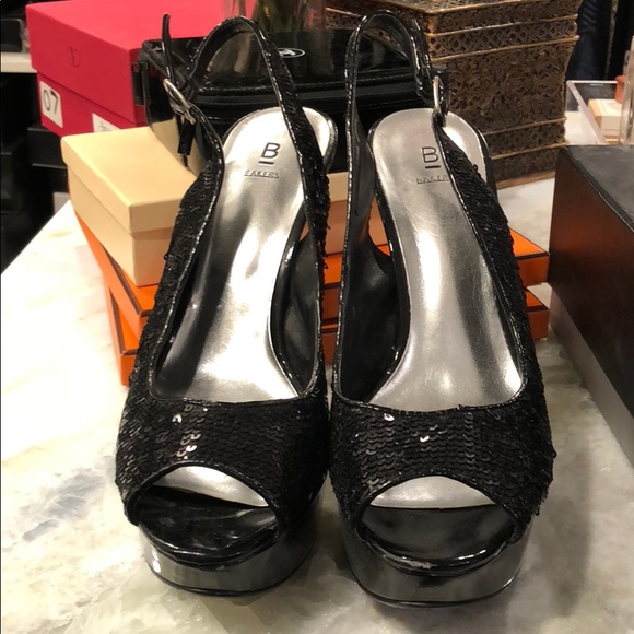 Bakers Shoes - Sequence Black Party High Heeled Sandals